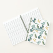 Cute Waterverf op White Dinosaur Pattern Notitiebo Notitieboek (Binnen)