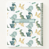 Cute Waterverf op White Dinosaur Pattern Notitiebo Notitieboek (Achterkant)