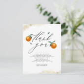 Cute Waterverf Oranje Baby shower Hartelijk dank Bedankkaart (Staand voorkant)