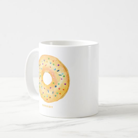 Cute Waterverf Oranje Donut Sprinkle Persoonlijk Koffiemok (Voorkant links)
