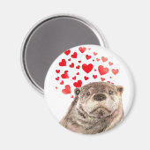 Cute Waterverf Otter Hearts Love Animal Humor Magneet (Voorkant / Achterkant)
