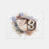 Cute Waterverf Owl Bird Natuur art Fleece Deken (Voorkant (Horizontaal))