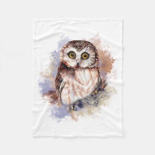 Cute Waterverf Owl Bird Natuur art Fleece Deken (Voorkant)