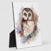 Cute Waterverf Owl Bird Natuur art Fotoplaat (Zijkant)