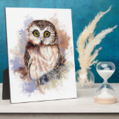 Cute Waterverf Owl Bird Natuur art Fotoplaat (Zijkant)