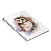 Cute Waterverf Owl Bird Natuur art Notitieboek (Rechterzijde)