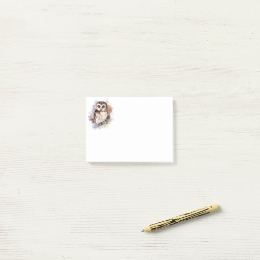 Cute Waterverf Owl Bird Natuur art Post-it® Notes (Op bureau)