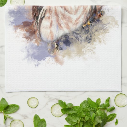 Cute Waterverf Owl Bird Natuur art Theedoek (Gevouwen)