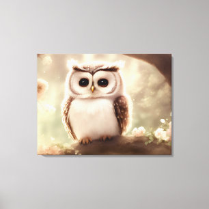 Cute waterverf owl canvas afdruk