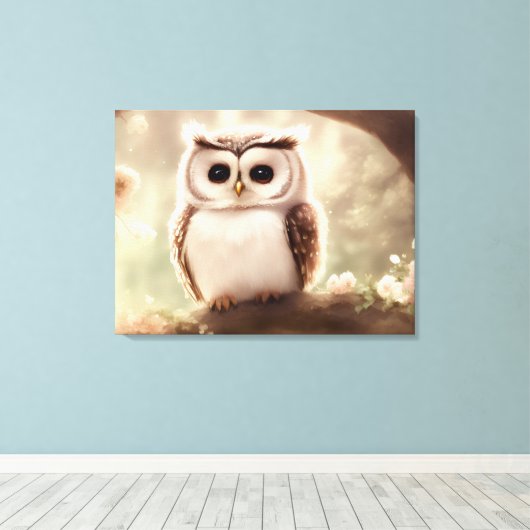 Cute waterverf owl canvas afdruk (Insitu (Houten vloer))