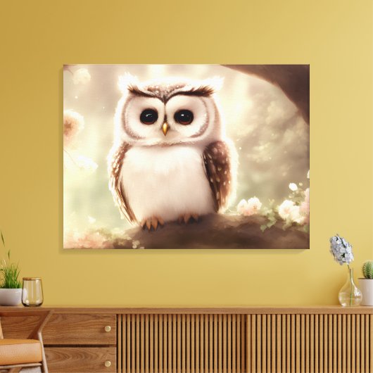 Cute waterverf owl canvas afdruk (Insitu (Woonkamer))