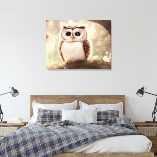 Cute waterverf owl canvas afdruk (Insitu (Slaapkamer))