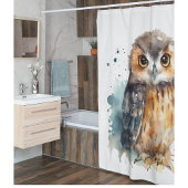 Cute Waterverf Owl Douchegordijn