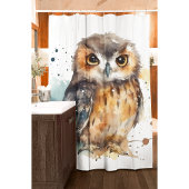 Cute Waterverf Owl Douchegordijn