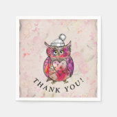 Cute Waterverf Owl Floral Pattern Birthday Party Servet (Voorkant)