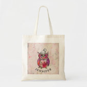 Cute Waterverf Owl Floral Pattern Tote Bag (Voorkant)
