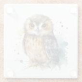 Cute Waterverf Owl Glazen Onderzetter (Achterkant)