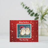 Cute Waterverf Owl Kerstmis Briefkaart (Staand voorkant)