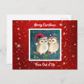 Cute Waterverf Owl Kerstmis Briefkaart (Voorkant / Achterkant)