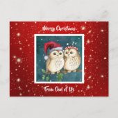 Cute Waterverf Owl Kerstmis Briefkaart (Voorkant)