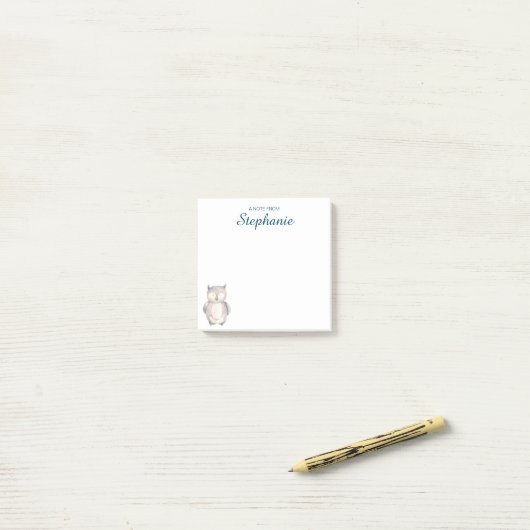 Cute Waterverf Owl Post-it® Notes (Op bureau)