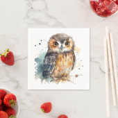 Cute Waterverf Owl Servet (Insitu)
