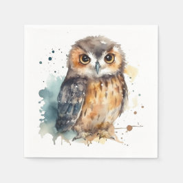 Cute Waterverf Owl Servet