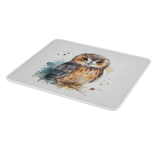 Cute Waterverf Owl Snijplank (Hoek)
