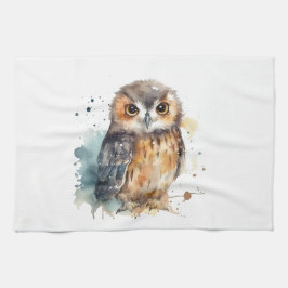 Cute Waterverf Owl Theedoek
