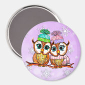 Cute Waterverf Owls Kitchen koelkast Magneet (Voorkant / Achterkant)