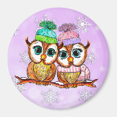 Cute Waterverf Owls Kitchen koelkast Magneet (Voorkant)