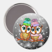Cute Waterverf Owls Kitchen koelkast Magneet (Voorkant / Achterkant)