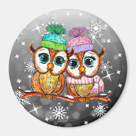 Cute Waterverf Owls Kitchen koelkast Magneet