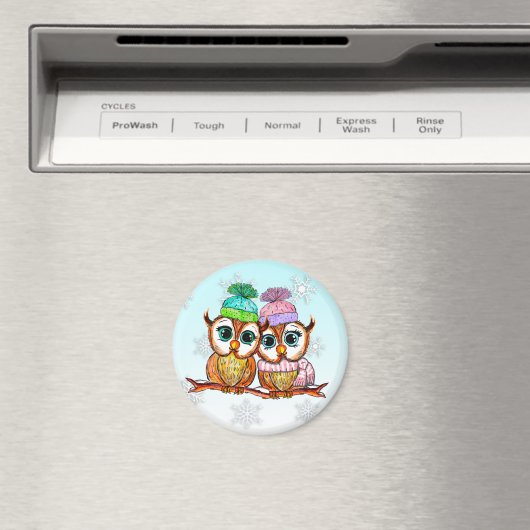 Cute Waterverf Owls Kitchen koelkast Magneet (Insitu (Vaatwasser))