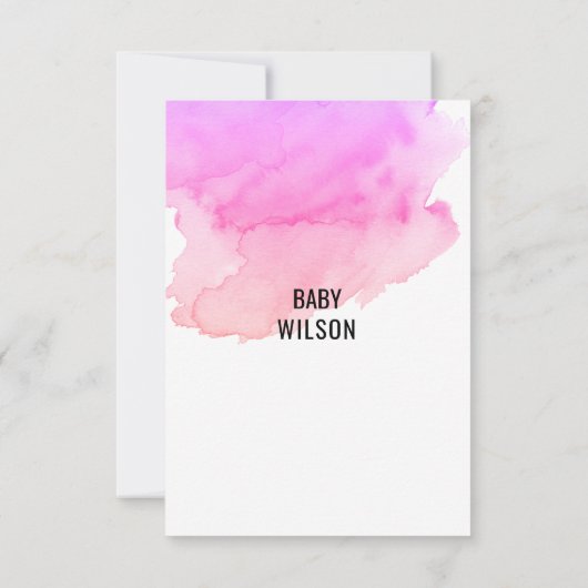 Cute Waterverf Paars Pink Peach Girl Baby shower Kaart (Achterkant)