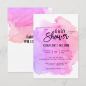 Cute Waterverf Paars Pink Peach Girl Baby shower Kaart (Voorkant / Achterkant)