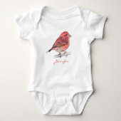 Cute Waterverf Paarse Finch Bird Romper (Voorkant)