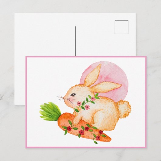 Cute Waterverf Paasbunny Briefkaart (Voorkant / Achterkant)
