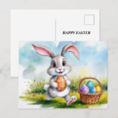 Cute Waterverf Paasbunny Briefkaart (Voorkant / Achterkant)