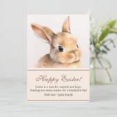 Cute Waterverf Paasbunny Feestdagenkaart (Staand voorkant)