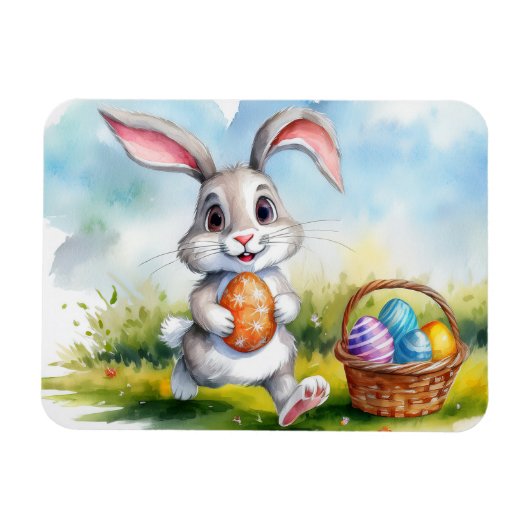Cute Waterverf Paasbunny Magneet (Horizontaal)