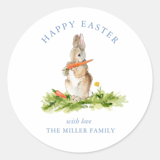 Cute waterverf Paasbunny Ronde Sticker (Voorkant)