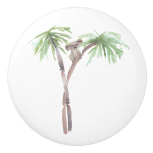 Cute Waterverf Palm Tree Koala Beer Ceramic Knob. Keramische Knop