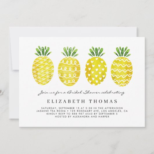 Cute Waterverf Pananas Summer Vrijgezellenfeest Kaart (Voorkant)