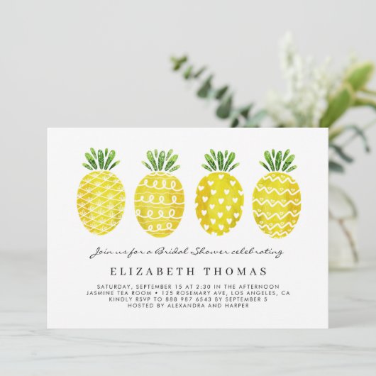 Cute Waterverf Pananas Summer Vrijgezellenfeest Kaart (Staand voorkant)