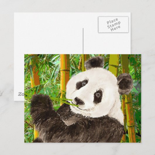 Cute Waterverf Panda in het Bamboe-bos Briefkaart (Voorkant / Achterkant)