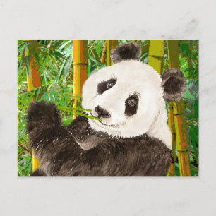 Cute Waterverf Panda in het Bamboe-bos Briefkaart