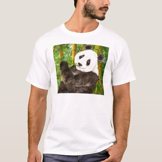Cute Waterverf Panda in het Bamboe-bos T-shirt (Voorkant)