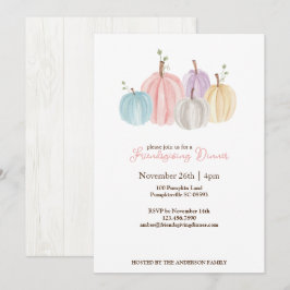 Cute Waterverf Pastel Pompoenen Thanksgiving Kaart