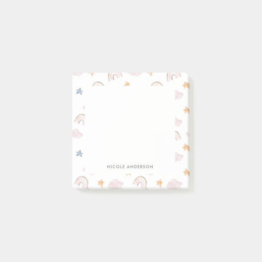 Cute Waterverf Pastel Rainbow Cloud Stars Post-it® Notes (Voorkant)